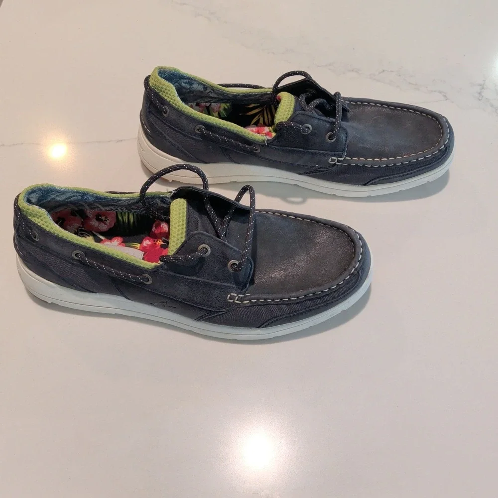 Tommy Bahama Men's Boat Shoes 10.5 Blue Leather Casual Comfort Lace
